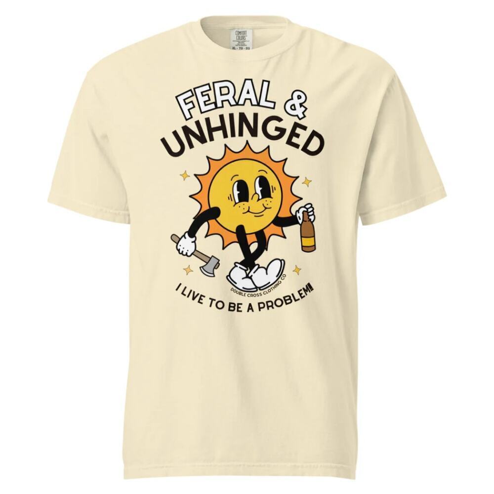 Double Cross Clothing Co. Feral & Unhinged T-Shirt in Ivory, Size L​​​​